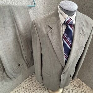 Turnbury Glen Check Plaid Suit 40L 36W 2 PC Business Gray Windsor Preppy Bloke